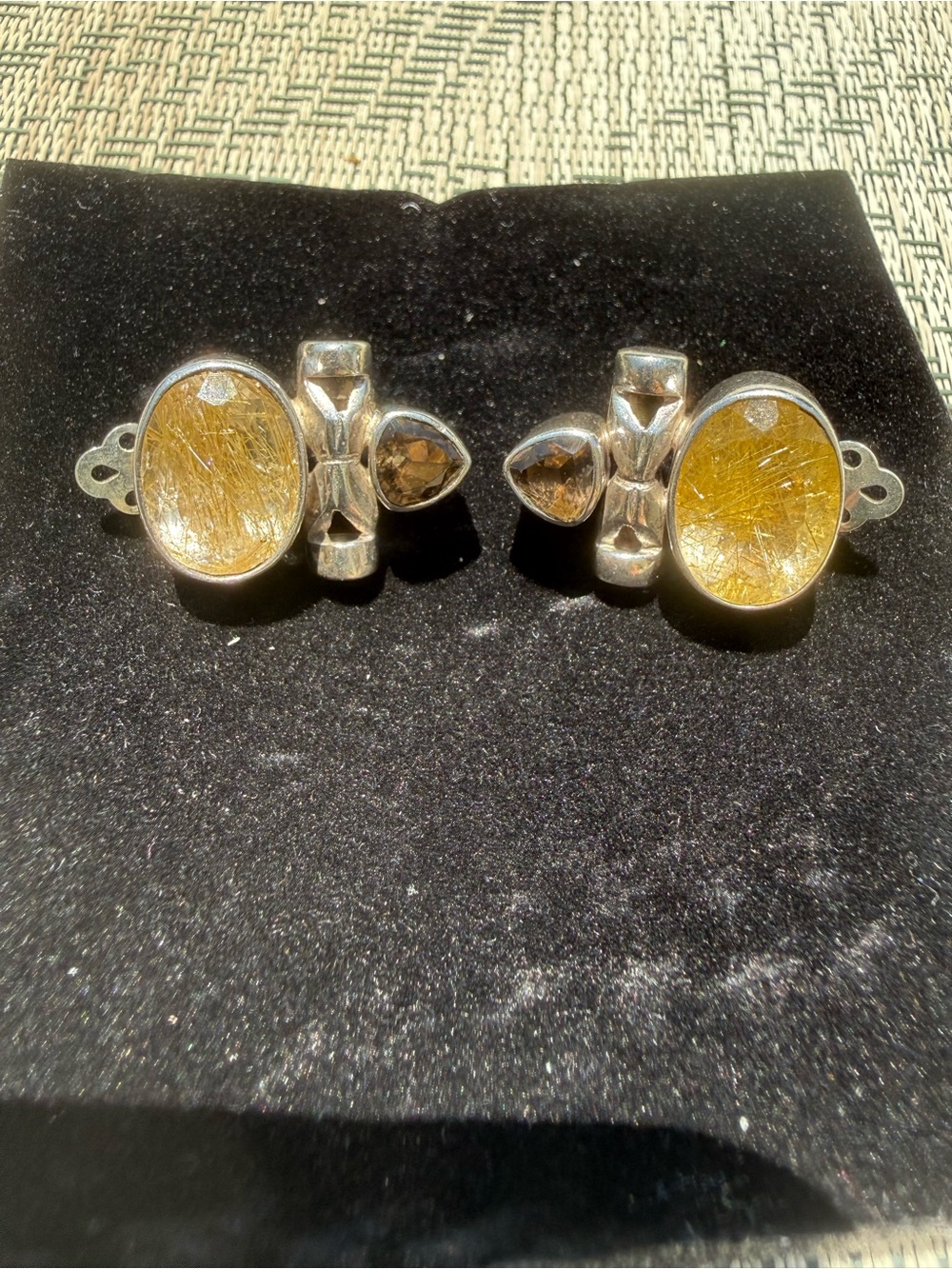 Sterling Silver Yellow Rutilated Quartz Drop Earrings